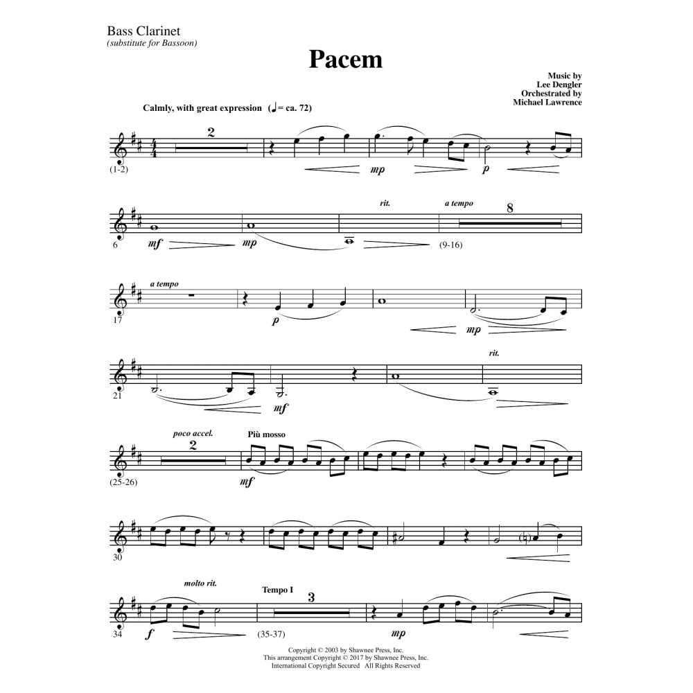 Pacem - Bass Clarinet (sub. Bassoon)